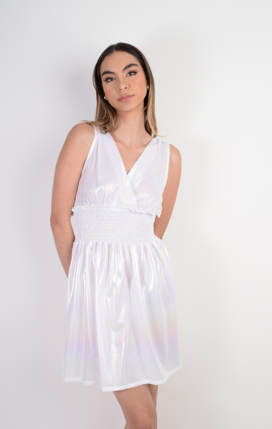 Vestido Escote En V Cintura Encauchada – ZOCCA ONLINE