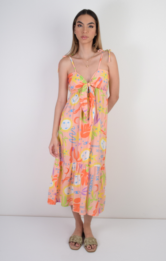 Vestido Tiras Elastico Talle Anudado En Frente – ZOCCA ONLINE